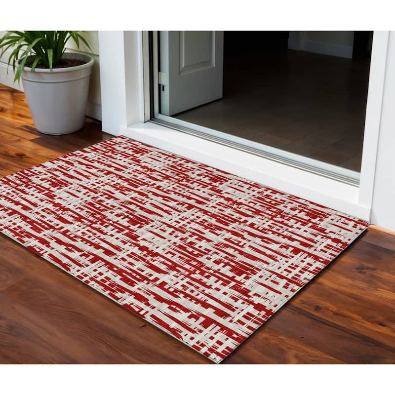 HomeRoots Abstract Transitional Rectangle Outdoor Rug - 3' x 5'