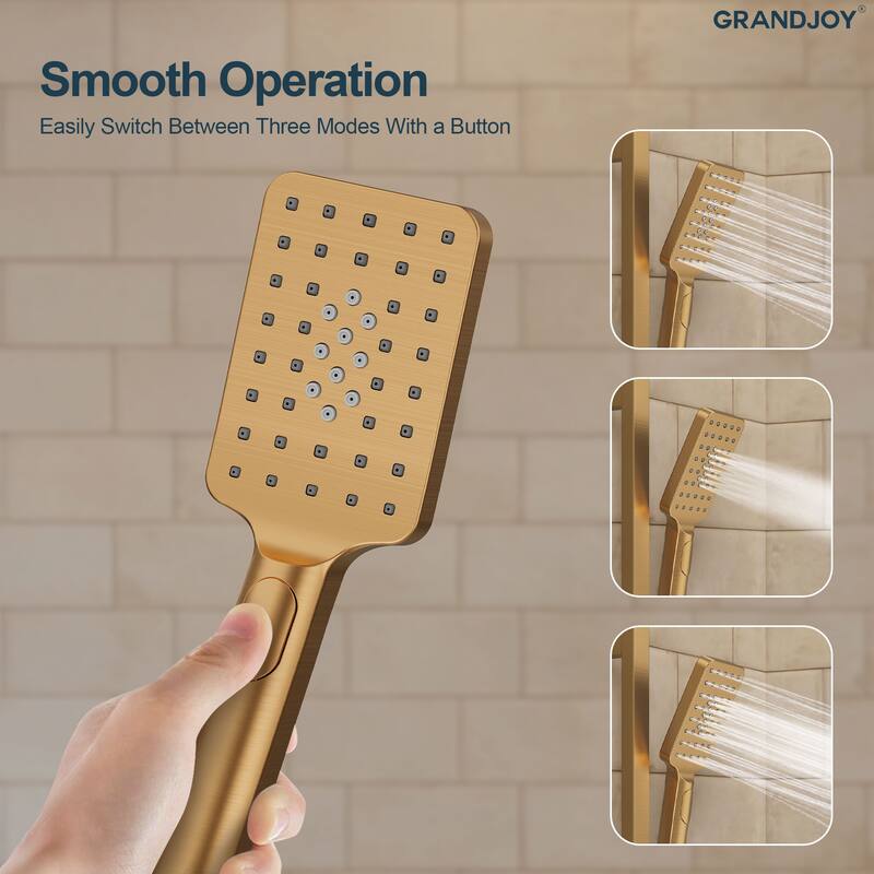 GRANDJOY 3-Spray Handheld Shower Set featuring Adjustable Slide Bar