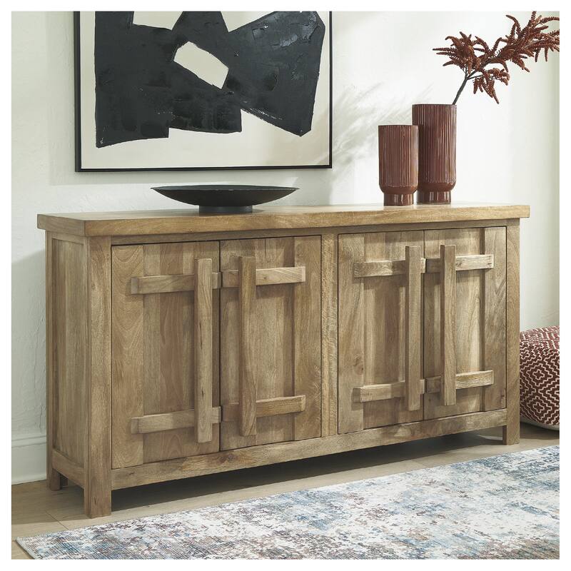 Signature Design by Ashley Dresor Natural Accent Cabinet - 68.13" W x 18" D x 36.25" H - Natural - 68.13" W x 18" D x 36.25" H