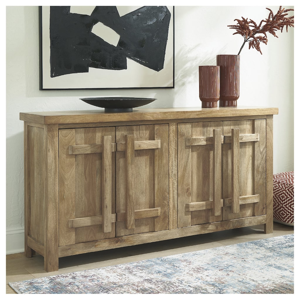 Signature Design by Ashley Dresor Natural Accent Cabinet - 68.13" W x 18" D x 36.25" H