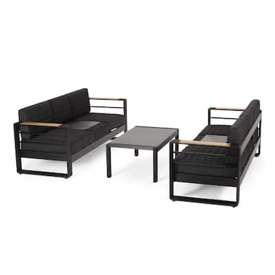 Giovanna Outdoor Aluminum 6 Seater Chat Set with Water Resistant Cushions by Christopher Knight Home
