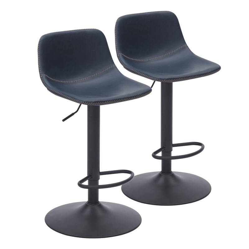Modern PU Leather Swivel Bar Stools with Back Support (Set of 2)
