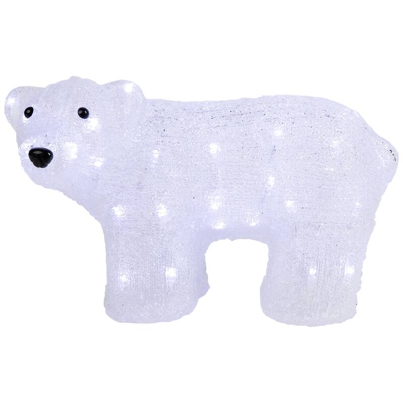 13.5" White Lighted Acrylic Baby Polar Bear Christmas Decoration