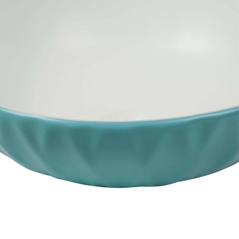 16 inch Round Ceramic Vessel Bathroom Sink - Modern Textured Bowl Design - 16" Round