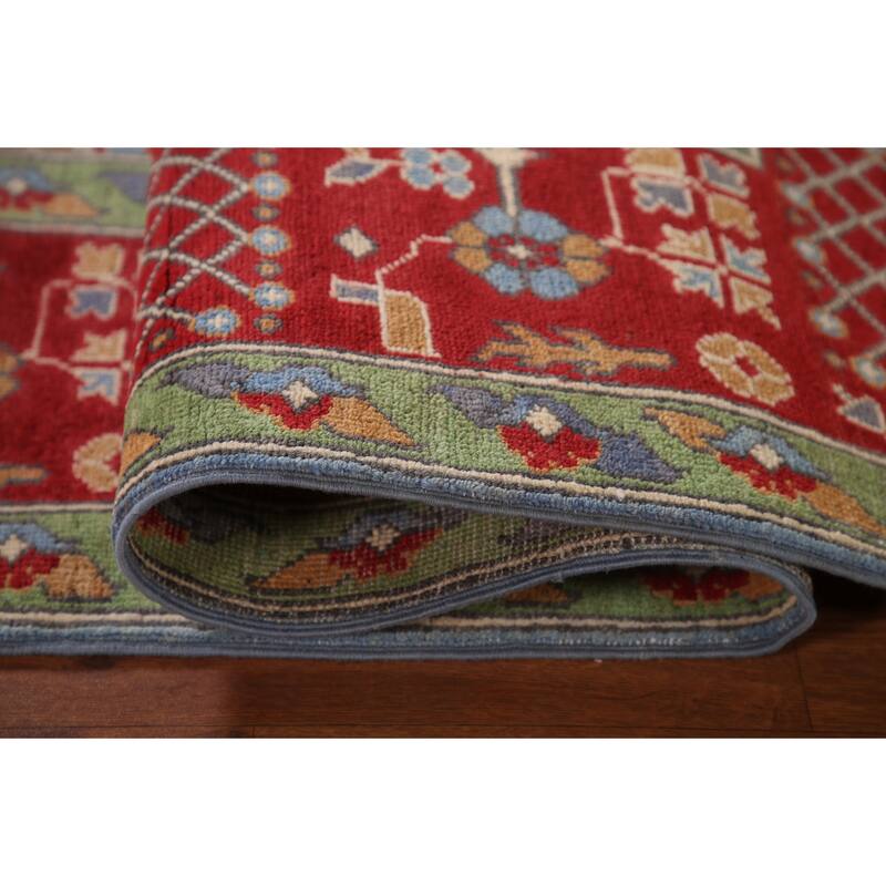 Traditional Light Blue Kazak Area Rug Handmade Wool Carpet - 6'6" x 9'5"