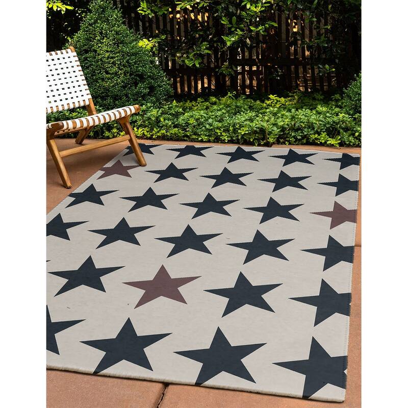 Stars with Blue and Red Americana Chenille Area Rug