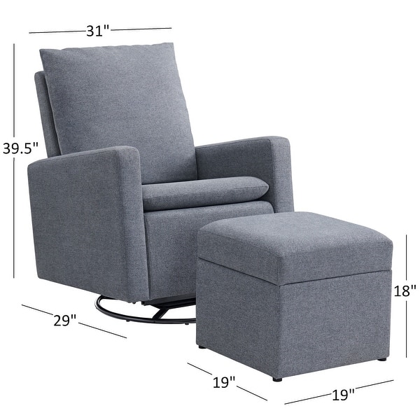 dimension image slide 0 of 3, Soho Baby Everlee Upholstered Glider/Ottoman