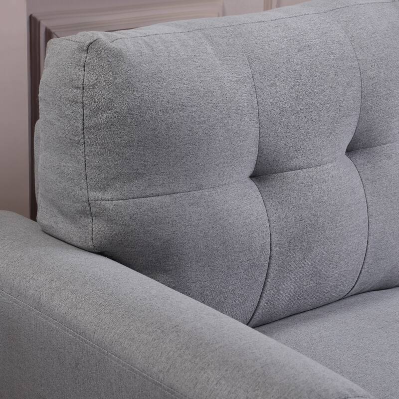 3-Seater Linen Sofa - Durable Couch with Round Arms & Comfortable Foam Cushion