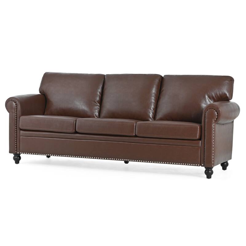 Upholstered 3-seater Sofa with Nailheads