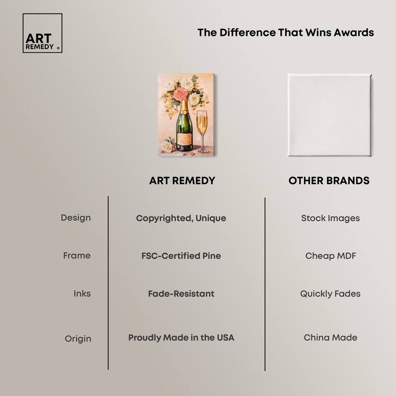 Blooming Champagne Vase Canvas by Art Remedy, Gallery Wrapped