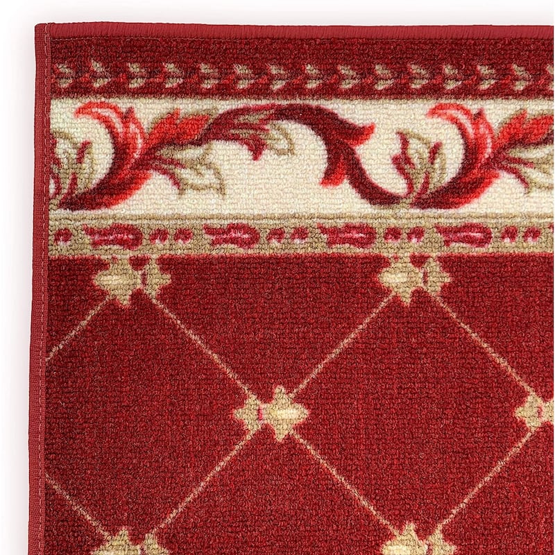 Custom Size Trellis French 31 Inch Wide Non-Slip Stair Runner Rug