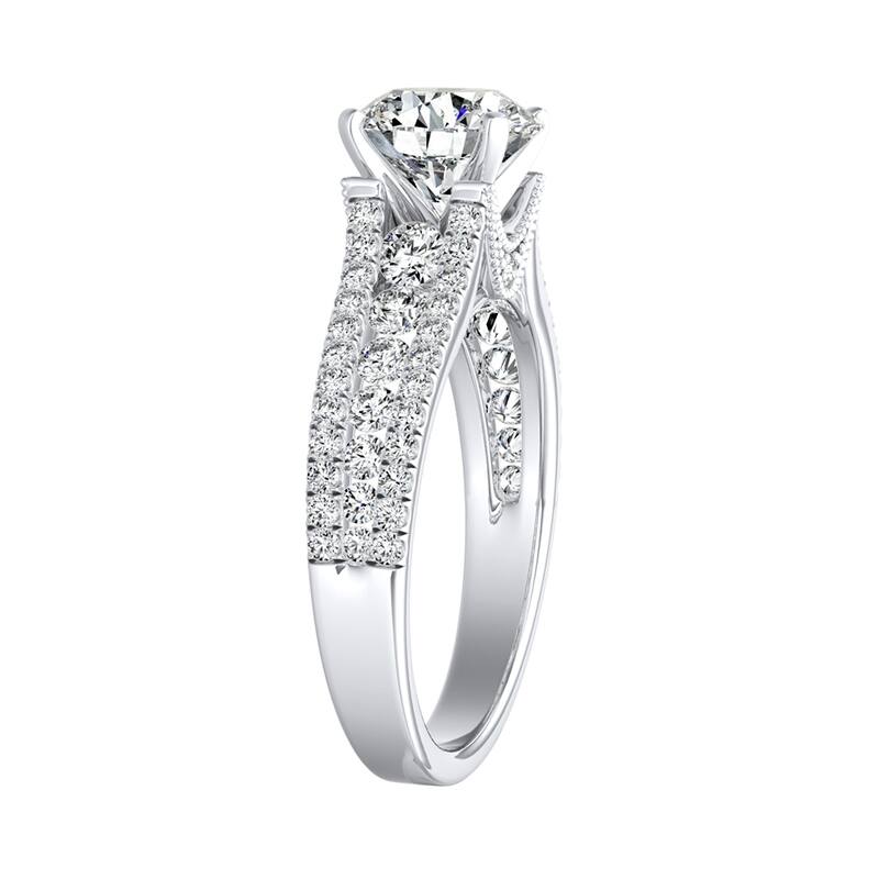 Auriya 14k Gold Vintage 1/2ct Moissanite and Diamond Engagement Ring 5/8ctw