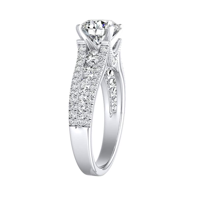 Auriya 14k Gold Vintage 1ct Moissanite and Diamond Engagement Ring 5/8ctw