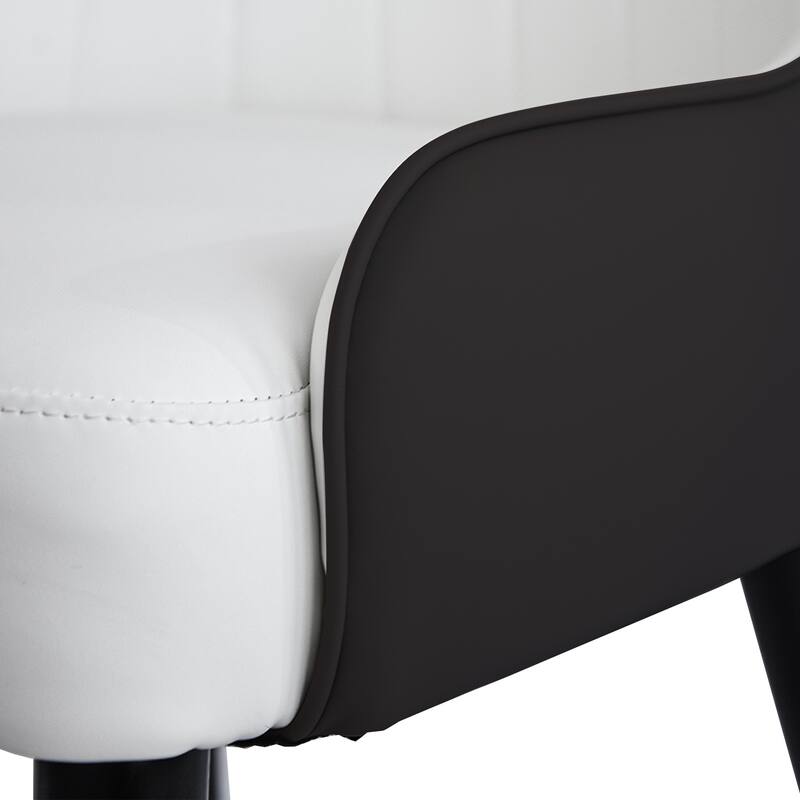 PU Leather Dining Chairs Set of 2, Upholstered Kitchen Side Chairs, Armless Dining Chairs with Curved Backrest