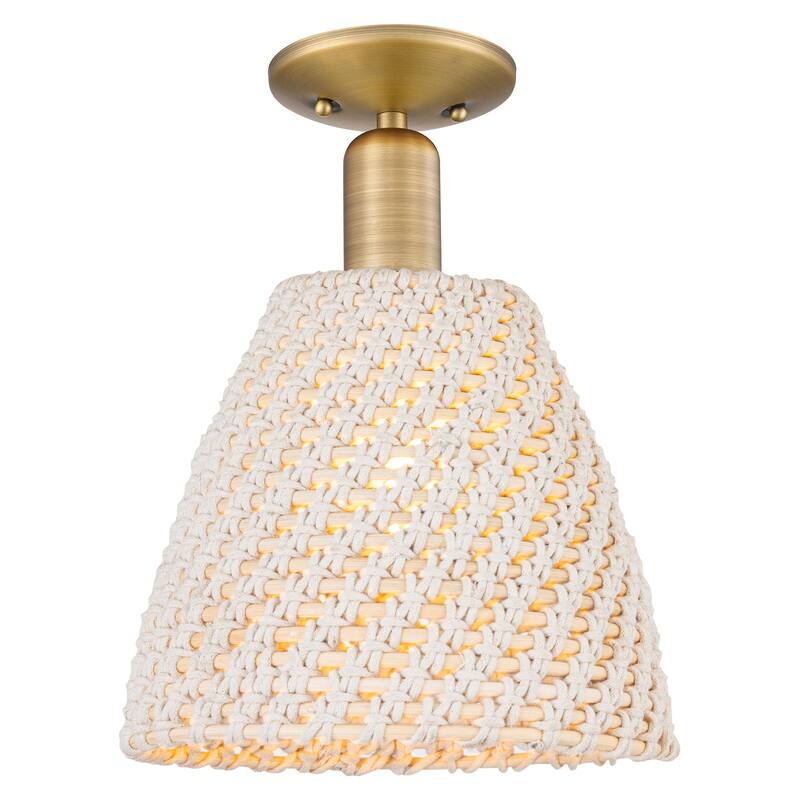 Innovations Lighting Downtown Urban - Natural Ballston Dome - 1 Light 9" Semi-Flush Mount Light - Natural Shade/Brushed Brass