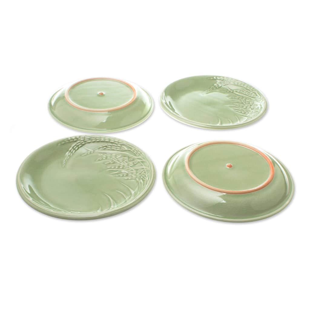 Handmade Celadon ceramic dessert plates (Thailand)