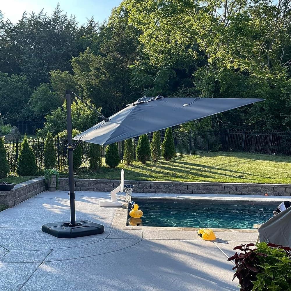 PURPLE LEAF 8 ft Square 360 Degree Rotation Patio Cantilever Umbrella