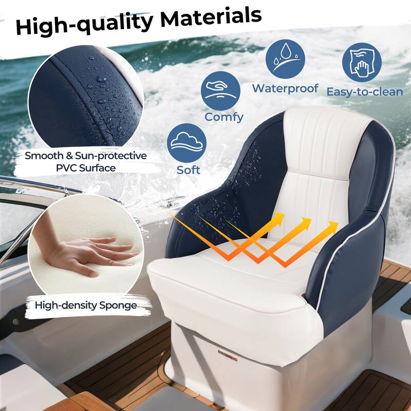 Gymax Pontoon Boat Seat Waterproof Universal Boat Seat w/Ergonomic