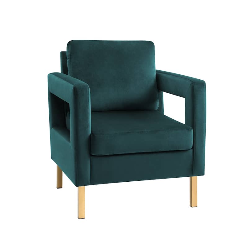 Valentina Comfy Accent Armchair with Golden Metal Legs and Removable Cushions by HULALA HOME
