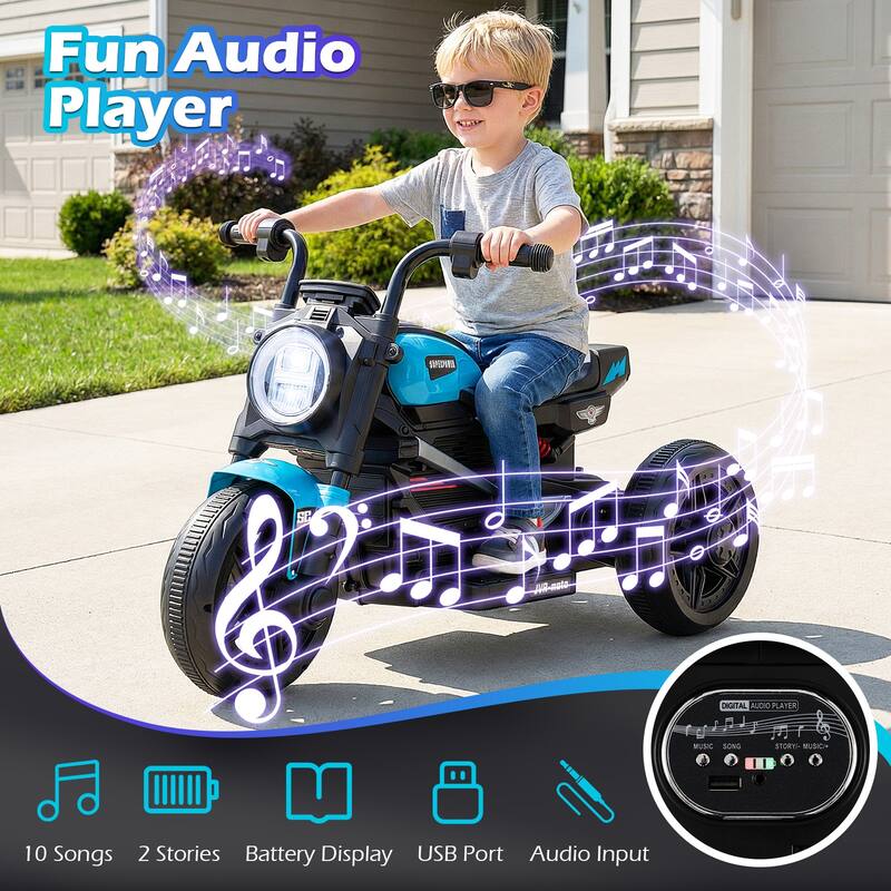 Gymax 6V Kids Motorcycle w/Song Story LED Headlights Accelerator