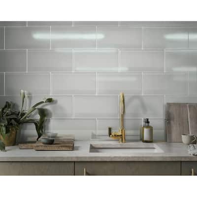 Apollo tile 8" x 16" Colorway Glossy Warm Greige Glass Tile (13.33 sq ft/case) - 15 Pack