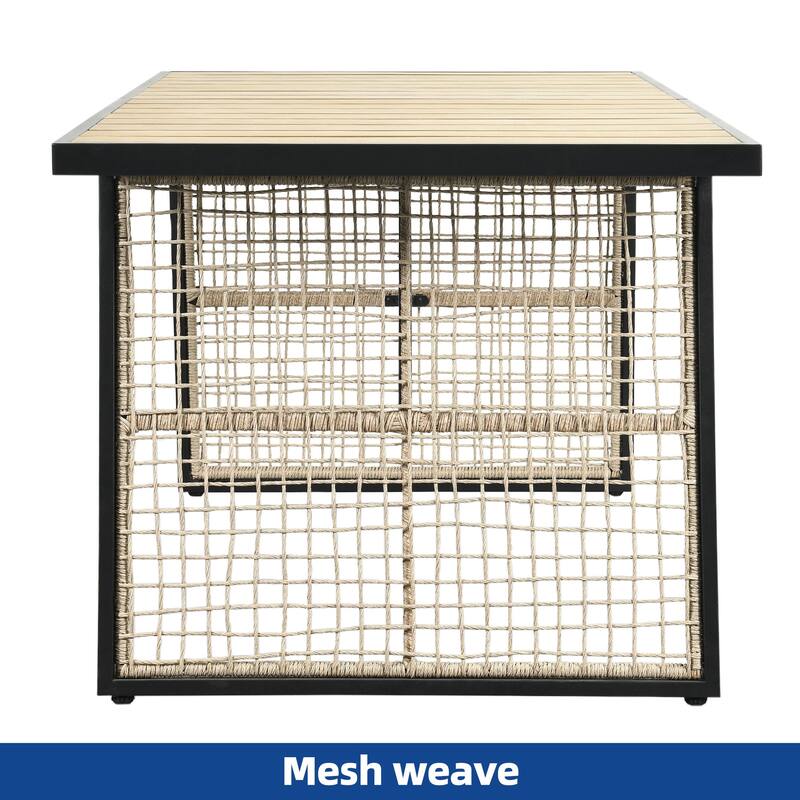 Moasis Faux Wood Tabletop Outdoor Rectangular Patio Dining Table for 4-6