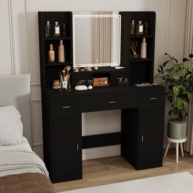 43" Dressing Table With Drawers and Storage Cabinet and Smart Mirror