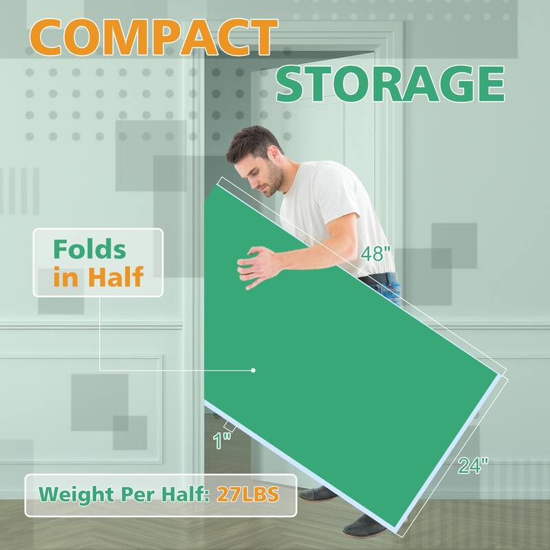 48"x96" Ping Pong Top Foldable Table Tennis Conversion Set with Net and Foam Pads - 48”L x 96”W