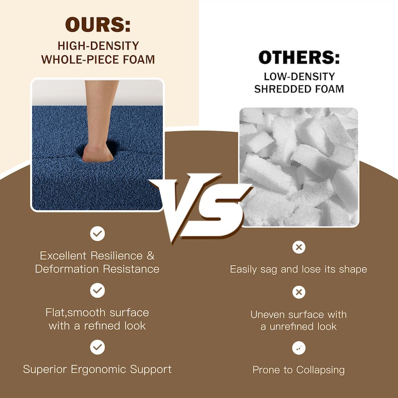 Convertible Floor Sofa with Teddy Fabric, Twin Mattress & No Assembly