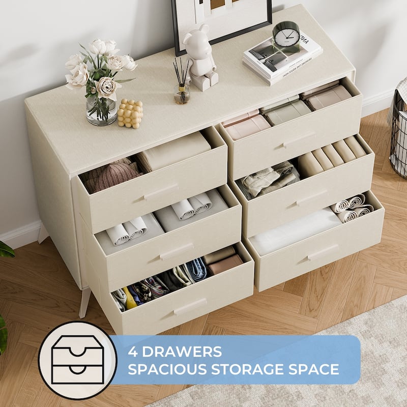 Metal-Framed Fabric Storage Dresser Cabinet with Drawer