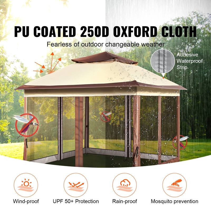 11x11 FT Pop Up Patio Gazebo with Netting, Outdoor Canopy for Backyard