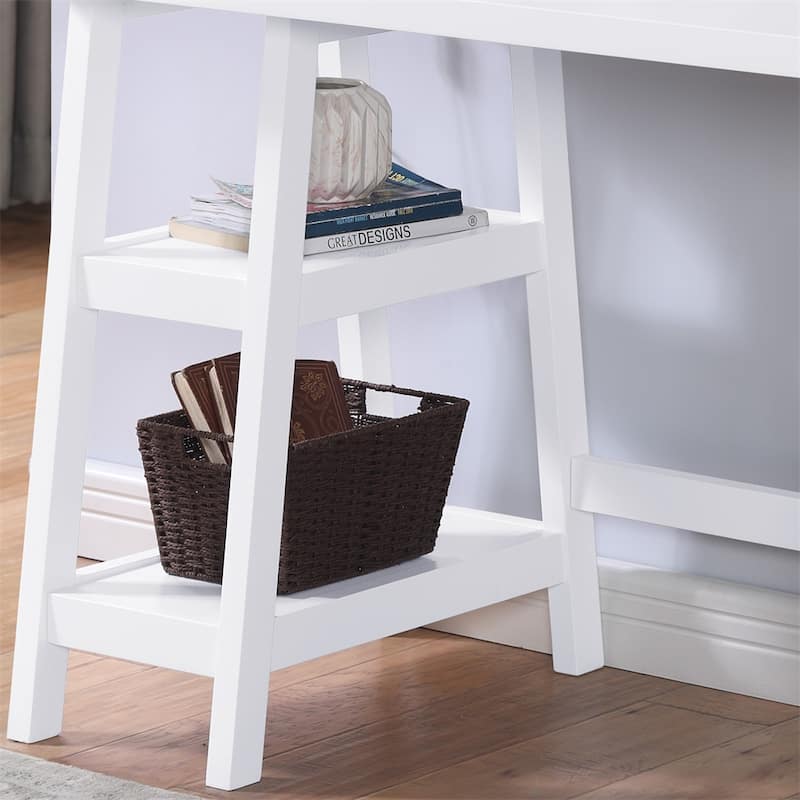 Contemporary Wood Writing Desk with Storage