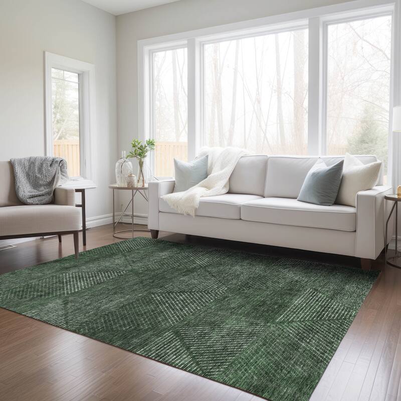 Machine Washable Indoor/ Outdoor Chantille Contemporary Prism Rug