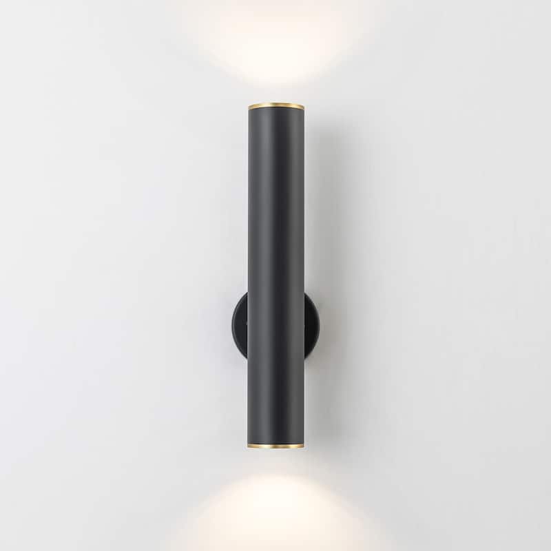 2-Light Modern Linear Cylinder Waterproof Integrated LED Outdoor Light for Patio - 4.7 in. W x 17.7 in. H x 5 in. D