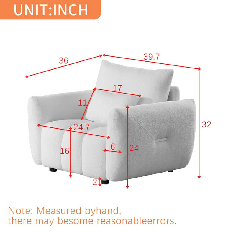 Beige 39.7" Teddy Fabric Lounge Chair