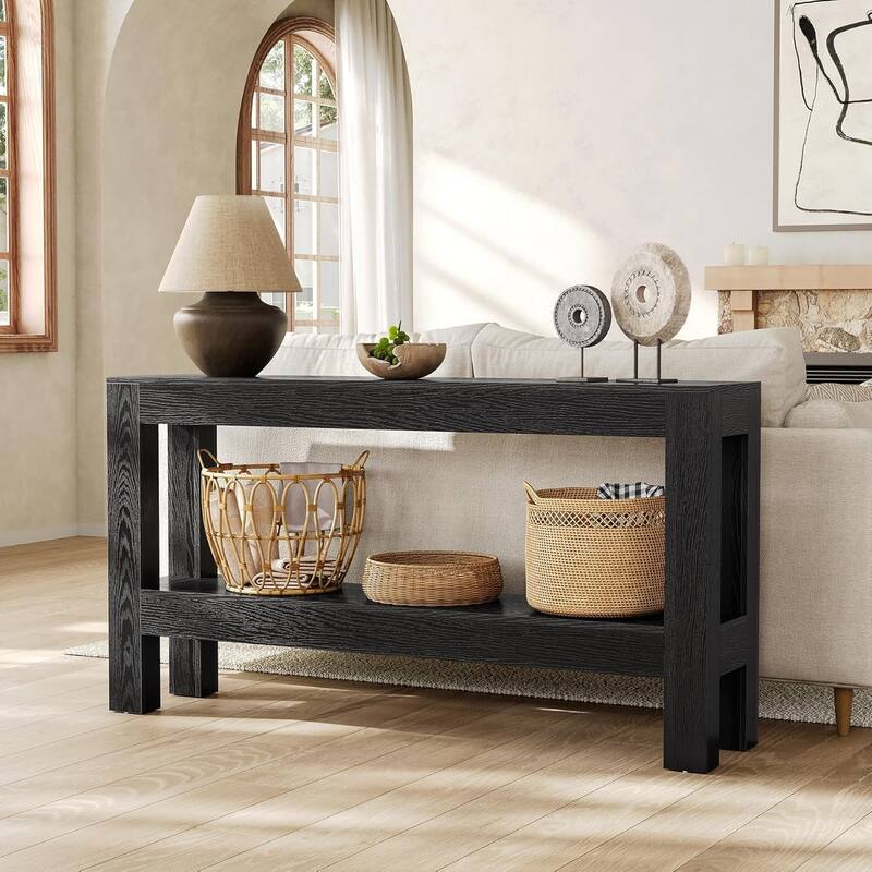 63-Inch Long Console Table for Living Room, Farmhouse Wood Entryway Table for Sofa, Entry, Hallway - 13.8" W x 63" L x 33.5" H