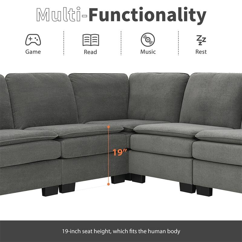 89" Oversized Velvet Modern L Shaped Sectional Sofa w/ Double Cushions