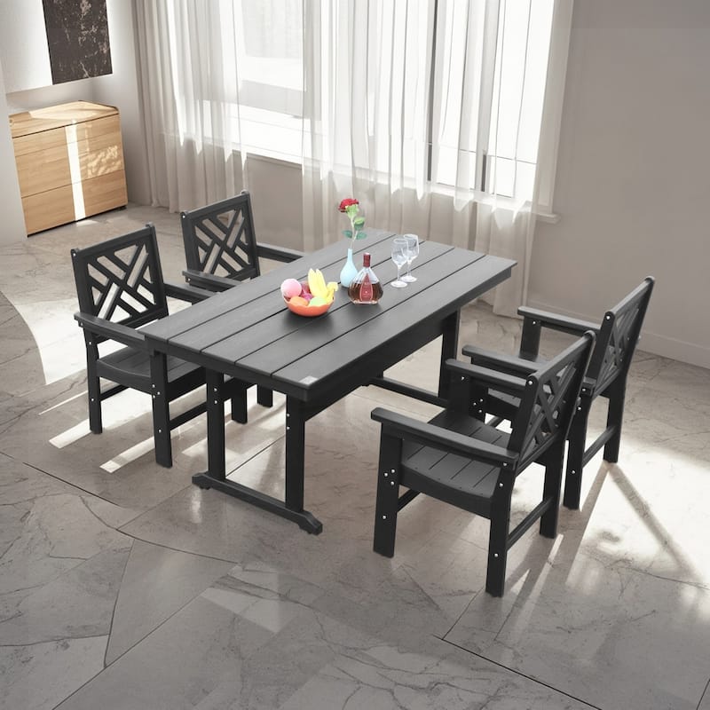 5 Piece HDPE Patio Outdoor Furniture Set for 4
