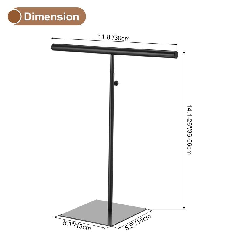 Necklace Display Stand 2 Pack Adjustable Height Jewelry Rack T Bar - Black - Black