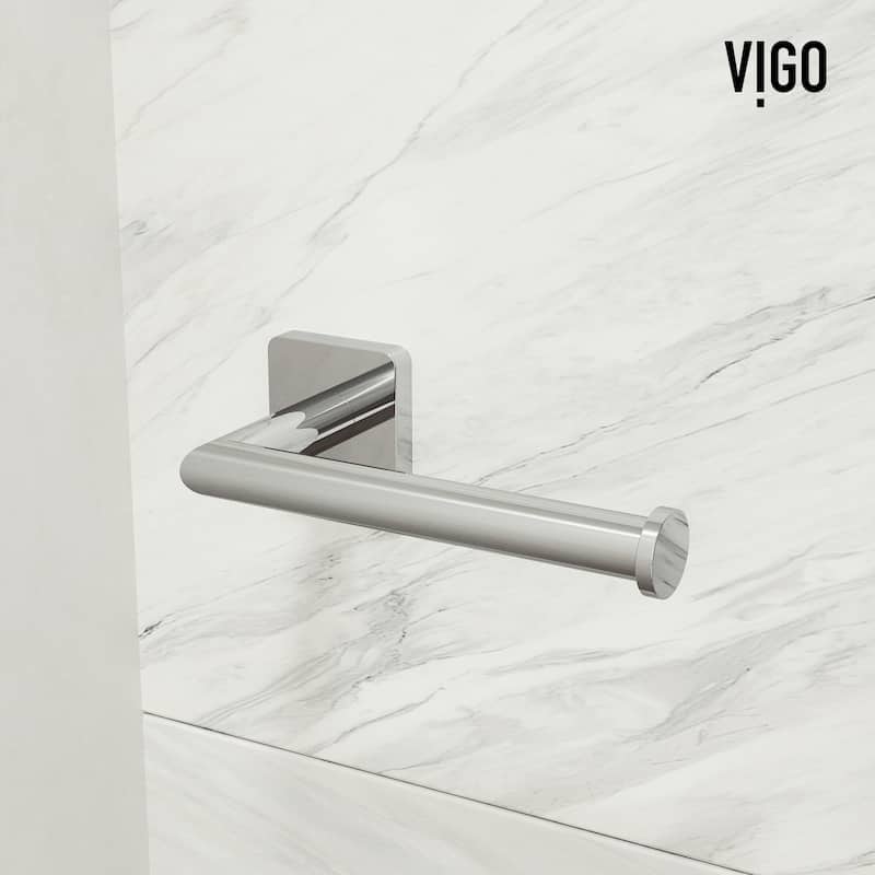 VIGO Satro 4-Piece Bathroom Hardware Accessory Set with 24 in. Towel Bar, Toilet Paper Holder, Hand Towel Holder, Hook
