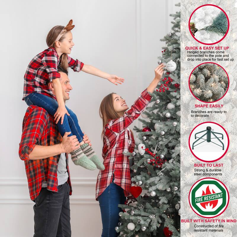 Puleo International 7.5' Pre-Lit Sterling Pine Christmas Tree