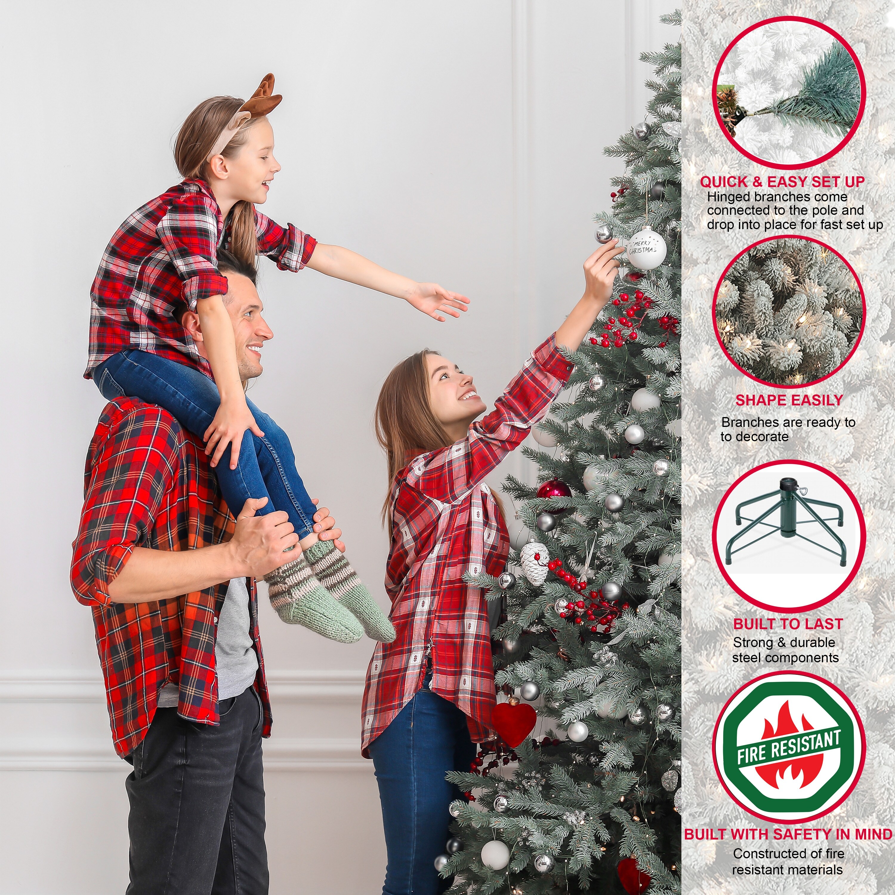 Puleo International 7.5 ft. Pre Lit Aspen Fir Flocked Artificial