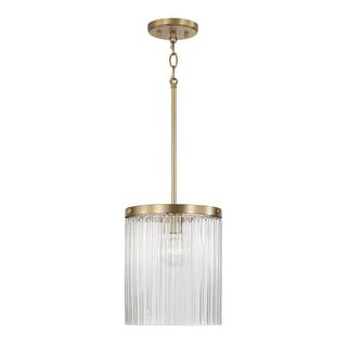 10" W x 16" H 1-Light Pendant with Clear Beveled Fluted Glass - 10"W x 11.25"H
