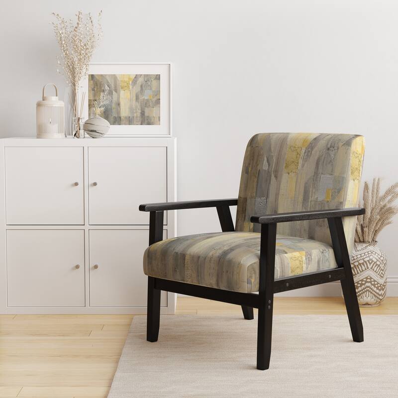 Designart "Gold Square Watercolor" Upholstered Glam Accent Chair - Arm Chair