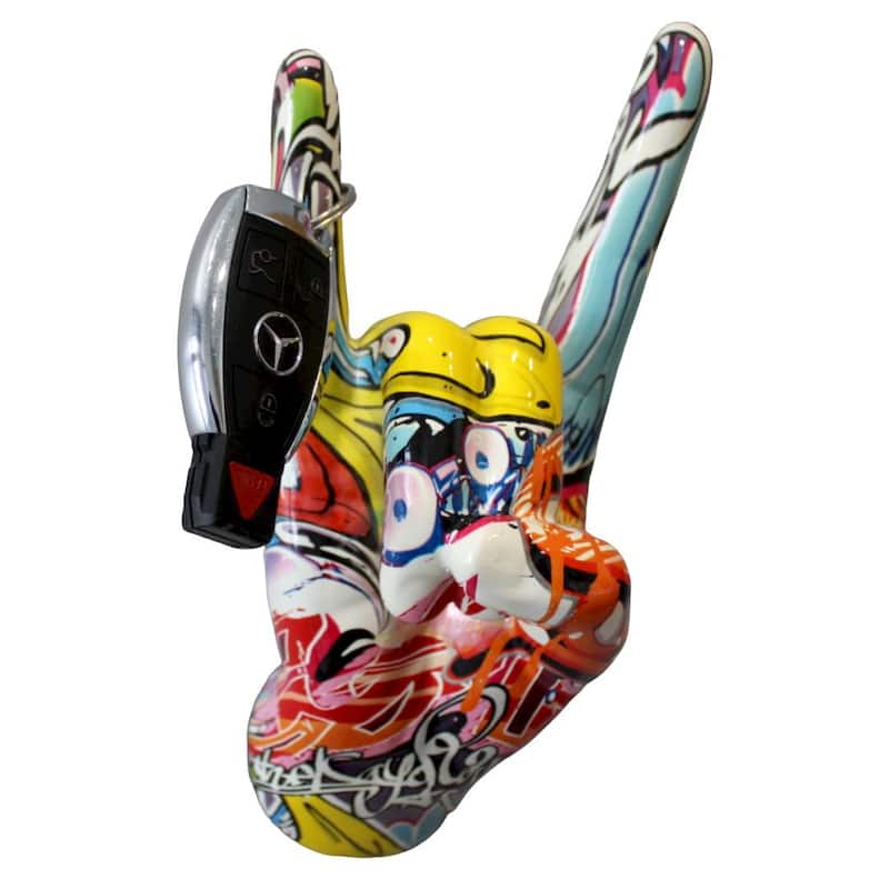 Interior Illusions Plus Street Art Rock On Hand Wall Mount - 9" tall
