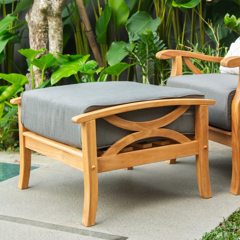 Cambridge Casual Lowell Teak Patio Ottoman with Cushion