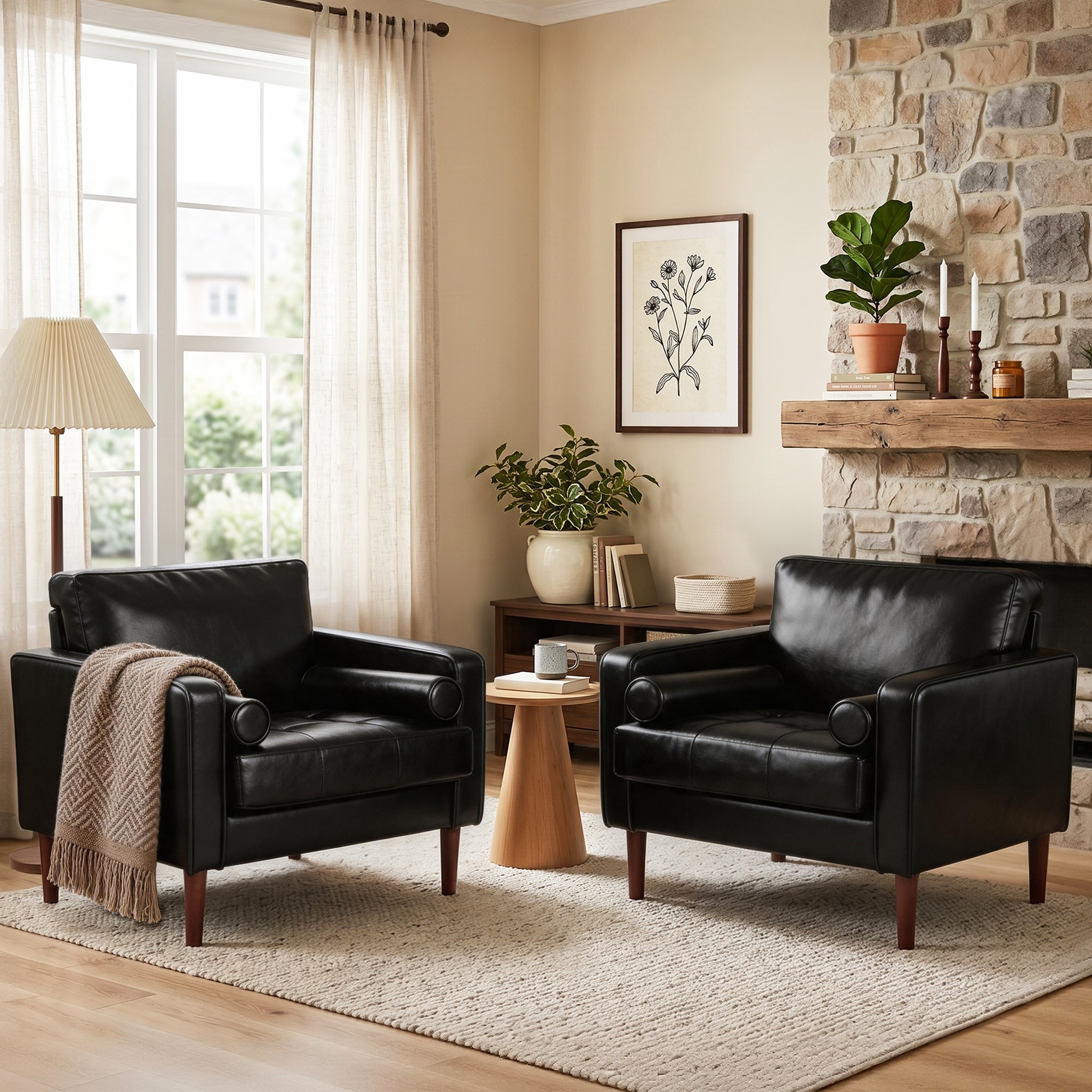 2 Set Modern Wide Armchair Corduroy Accent Chairs
