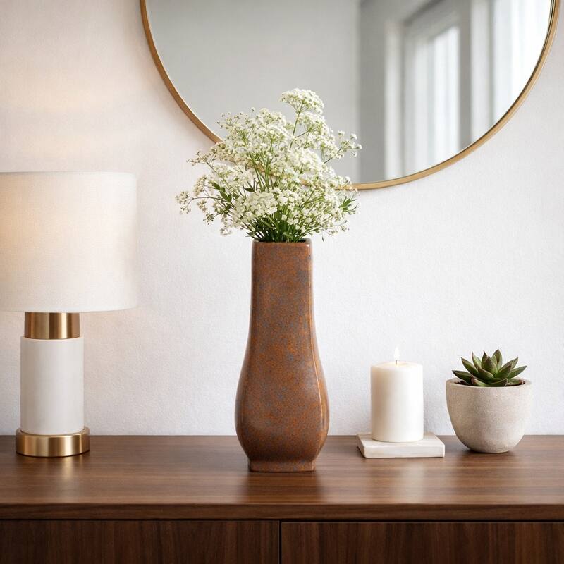 Decorative Vase - Brown/Red Ceramic Modern Flared