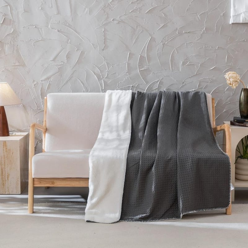 Reversible Faux Fur to Waffle Throw Blanket
