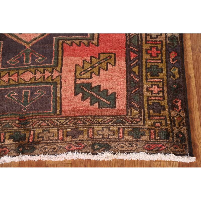 Hamedan Persian Vintage Runner Rug Handmade Wool Carpet - 3'8"x 9'5"